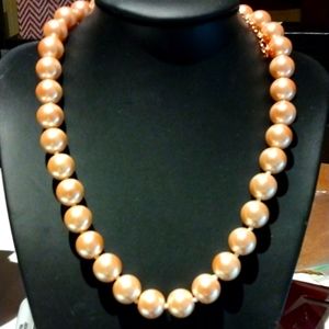 Kenneth Jay Lane Signed Champagne Pearl Necklace